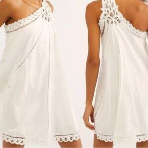BOGO Free People Billie Battenburg One-Shoulder Dress Ivory Size L